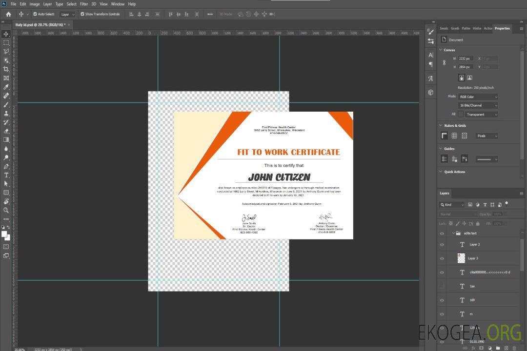 Certificat d'aptitude médicale aux États-Unis template